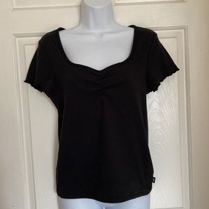 Vans Womens Sweetheart Neckline Short Sleeve Top Black XL NWT